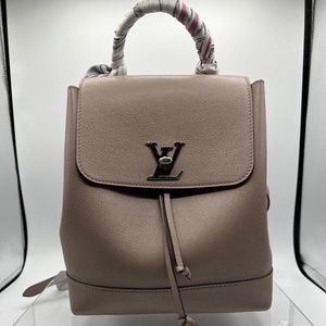 Grey Louis Vuitton Lock me Backpack with twilly scarf included